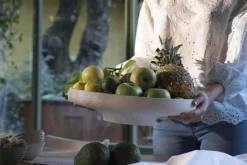 Corbeille à fruits blanche Guzzini Tierra en bouteilles recyclées 42x30x9cm