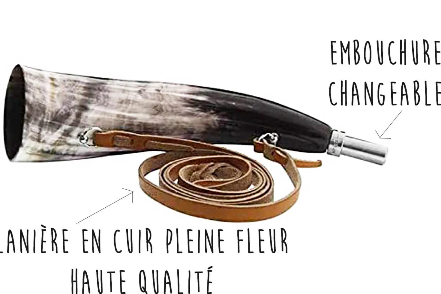 Corne d'appel Elless ronde cintrée corne de vache 27cm
