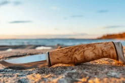 Couteau Arctic Legend Handicraft AL989 artisanal lame 7,7cm manche en bouleau + étui en cuir