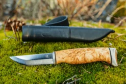 Couteau Arctic Legend Handicraft AL989 artisanal lame 7,7cm manche en bouleau + étui en cuir