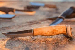 Couteau Arctic Legend Hobby Knife AL903 artisanal lame 9,5cm manche en bouleau + étui en cuir
