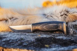 Couteau Arctic Legend Hunter's Knife AL965 artisanal lame 9cm manche en bois teinté noir + étui en cuir