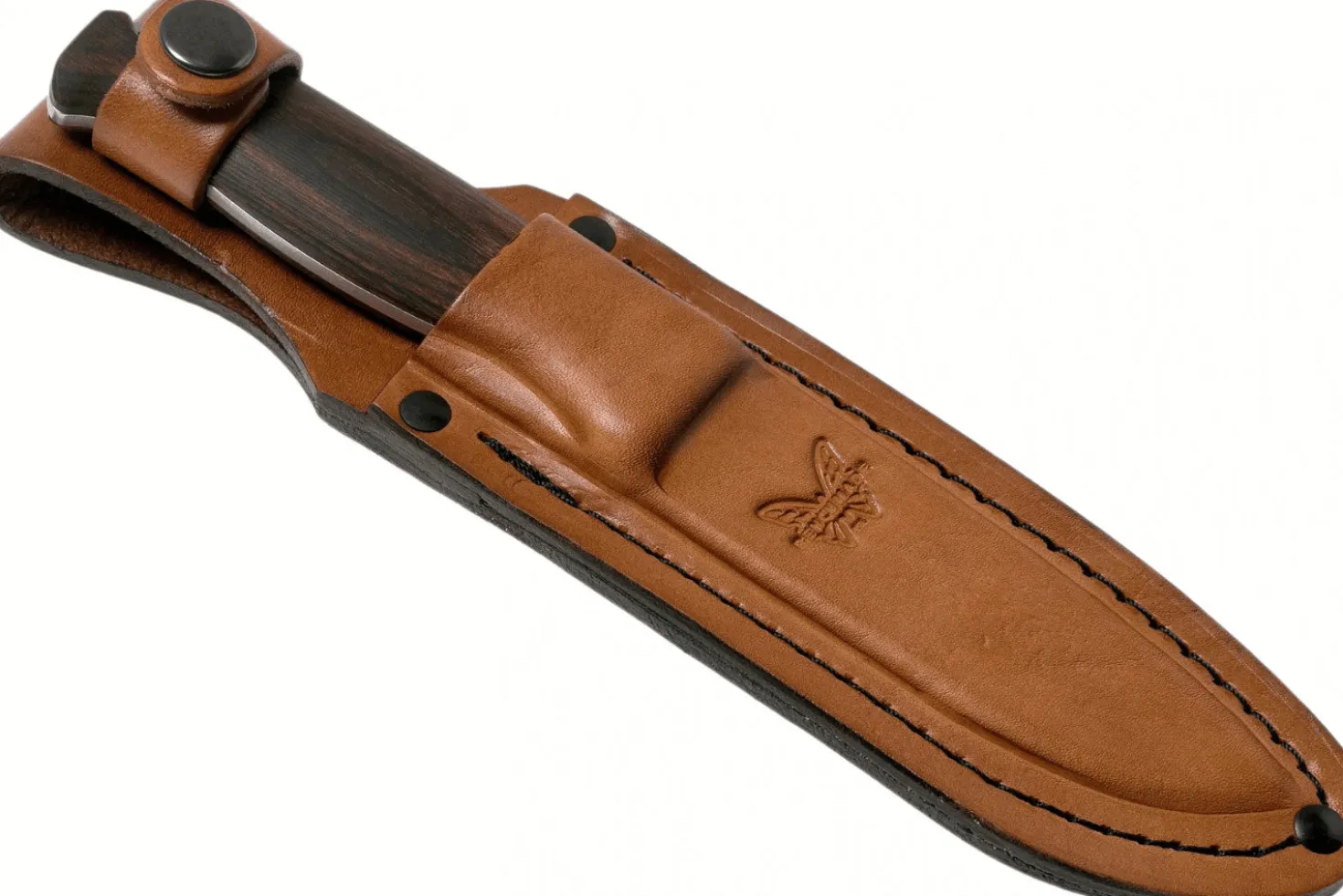 Couteau Benchmade Saddle Mountain Skinner 15002 lame 10,7cm manche bois stabilisé + étui en cuir