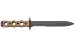 Couteau Benchmade SOCP 185SBK_1 lame semi-dentée 18cm manche ajouré en G10 taupe avec étui