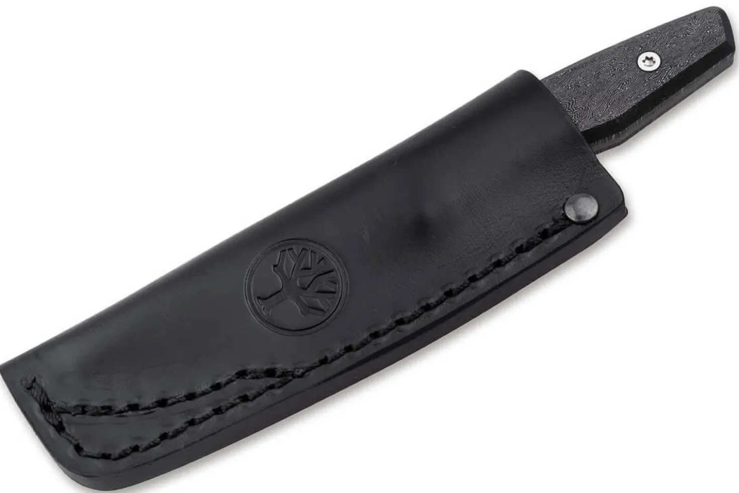 Couteau Böker AK1 Damas 122509DAM lame damassée 7,9cm manche en carbone + étui en cuir