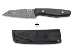 Couteau Böker AK1 Damas 122509DAM lame damassée 7,9cm manche en carbone + étui en cuir