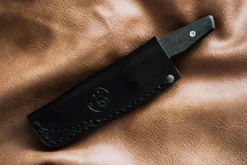 Couteau Böker AK1 Damas 122509DAM lame damassée 7,9cm manche en carbone + étui en cuir