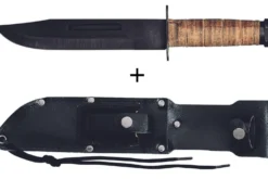 Couteau Bowie Herbertz 101018 lame 18cm manche en cuir + étui en cuir + pierre à aiguiser
