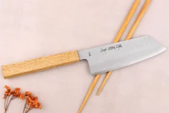 Couteau bunka 14cm japonais artisanal Sakai Kikumori TS10 en chêne