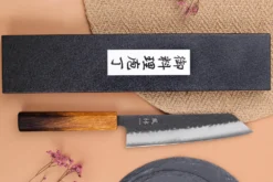 Couteau bunka 17cm japonais artisanal Yuzo Black AS chêne brûlé
