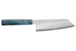 Couteau bunka 17cm japonais artisanal Hado Shiosai VG10 manche bleu