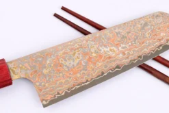 Couteau bunka 16cm japonais artisanal Takeshi Saji VG10 Rainbow Nashiji