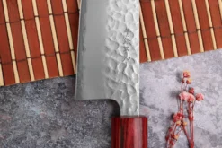 Couteau bunka japonais artisanal Tsunehisa Aogami Super martelé 17cm