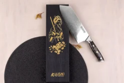 Couteau de chef chinois Wusaki Sakin Damas 10Cr 19cm manche en fibre de carbone et feuille d'or