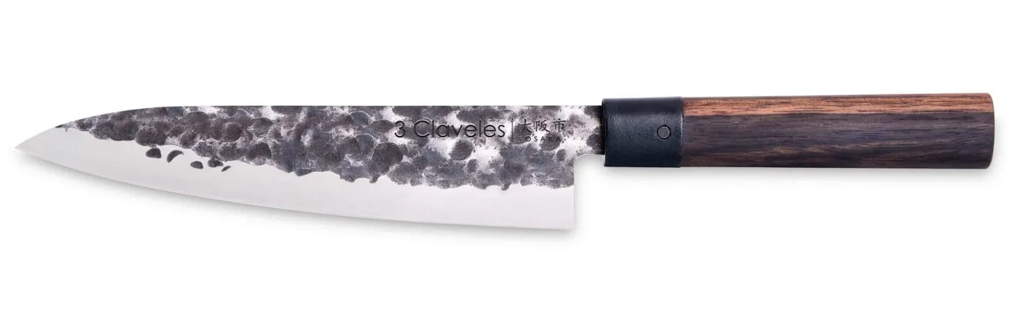 Couteau de chef 3 Claveles Osaka 20cm forgé main manche grenadille