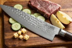 Couteau de chef 20cm Fukito Ébène Damas martelé