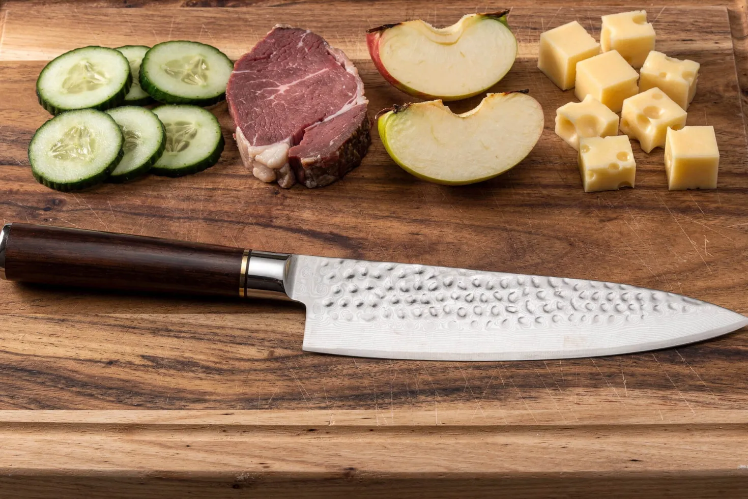 Couteau de chef 20cm Fukito Ébène Damas martelé