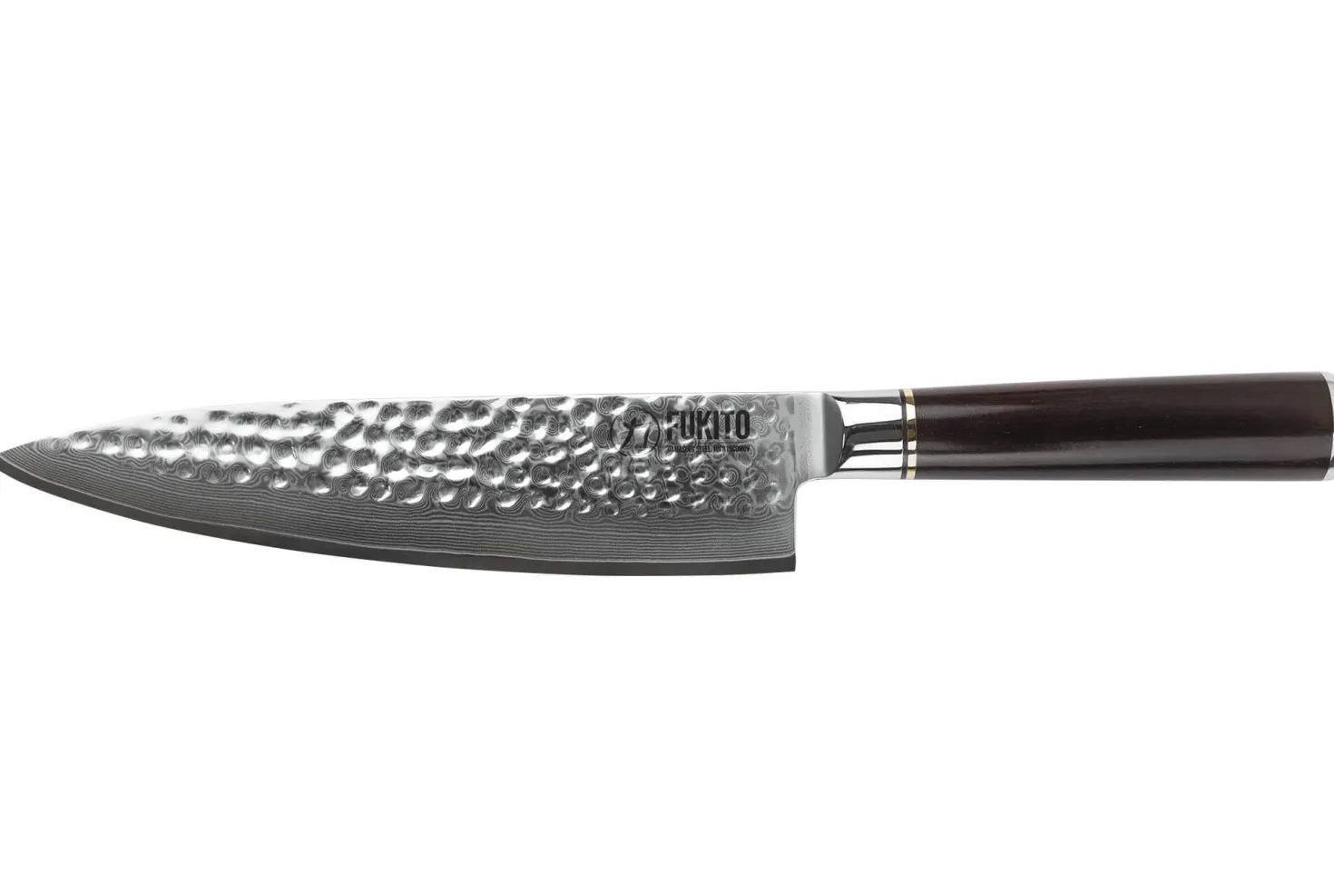 Couteau de chef 20cm Fukito Ébène Damas martelé