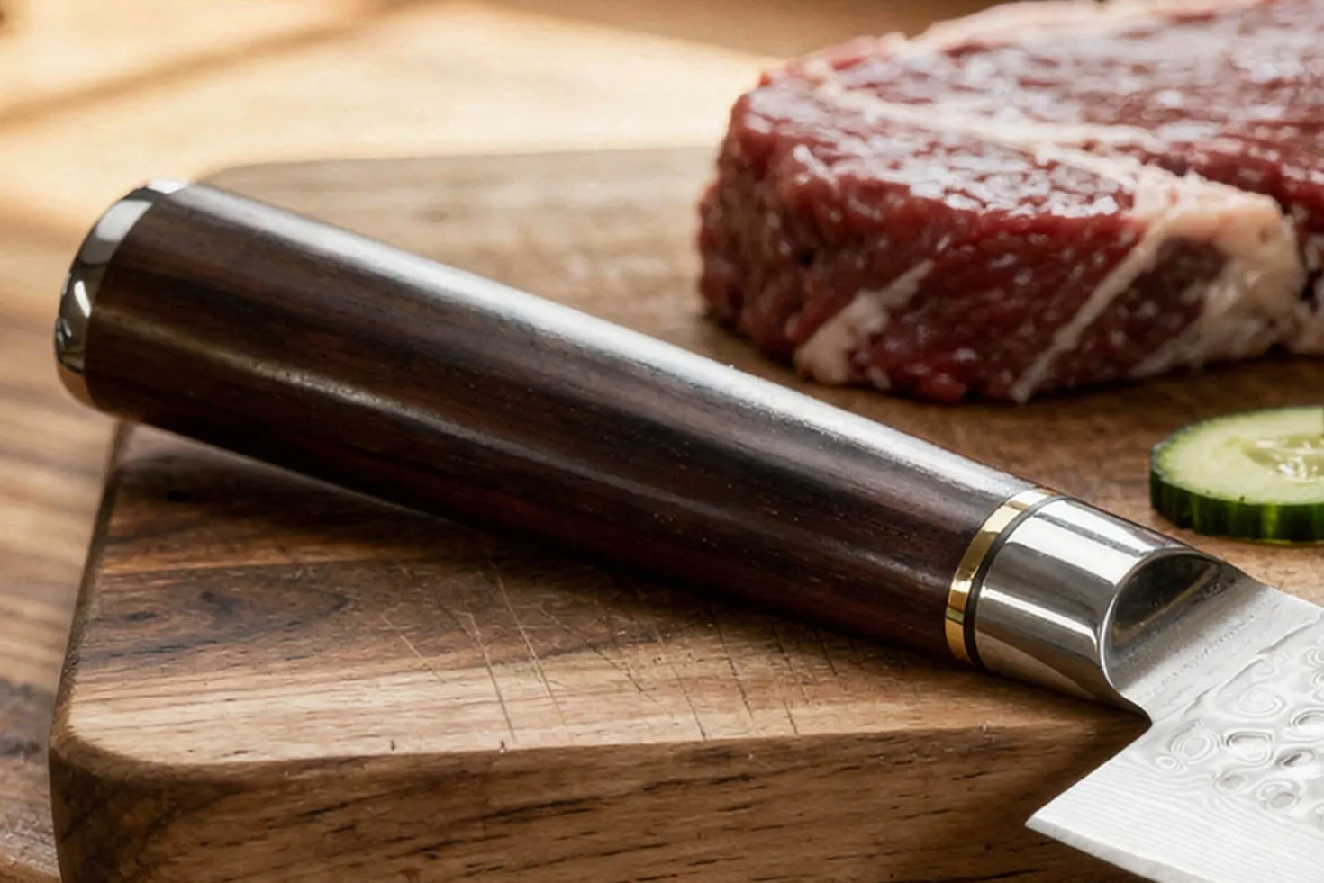 Couteau de chef 20cm Fukito Ébène Damas martelé