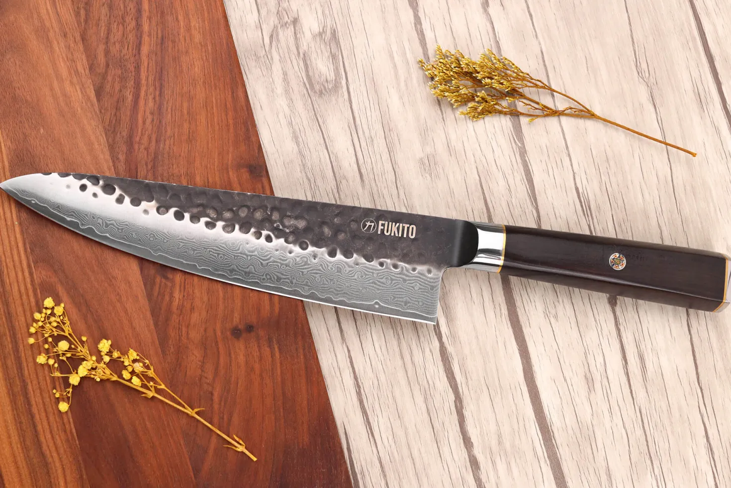 Couteau de chef 20cm Fukito Ébène Damas VG10