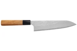 Couteau de chef 20cm japonais artisanal Nigara Hamono Migaki Tsuchime SG2 teck