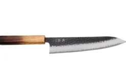 Couteau de chef 21cm japonais artisanal Yuzo Black AS chêne brûlé