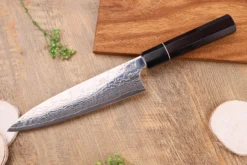 Couteau de chef 21cm japonais artisanal Sukenari ZDP-189 damas manche en ébène