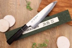 Couteau de chef 21cm japonais artisanal Sukenari ZDP-189 damas manche en ébène