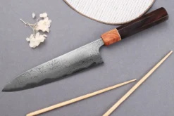 Couteau de chef 21cm japonais artisanal Toshihiro Wakui Aogami 2 damas laminé