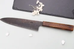 Couteau de chef 21cm japonais artisanal Nakamura Kaishin Ginsan Black Damas