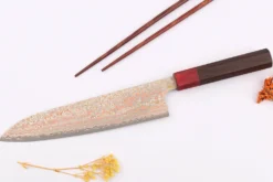 Couteau de chef 21cm japonais artisanal Takeshi Saji VG10 Rainbow Nashiji