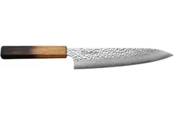 Couteau de chef 20cm japonais artisanal Wusaki Yaketa VG10 damas chêne brûlé