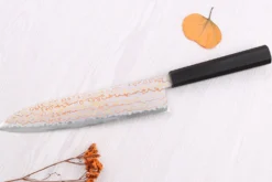 Couteau de chef 21cm japonais artisanal Hatsukokoro Hayabusa Rainbow Damas
