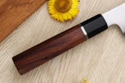 Couteau de chef 21cm japonais artisanal Sukenari SG2 San Maï manche en bois de rose