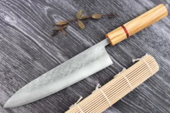 Couteau de chef 21cm japonais artisanal Yuzo SLD olivier et sequoia