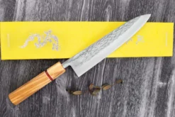 Couteau de chef 21cm japonais artisanal Yuzo SLD olivier et sequoia