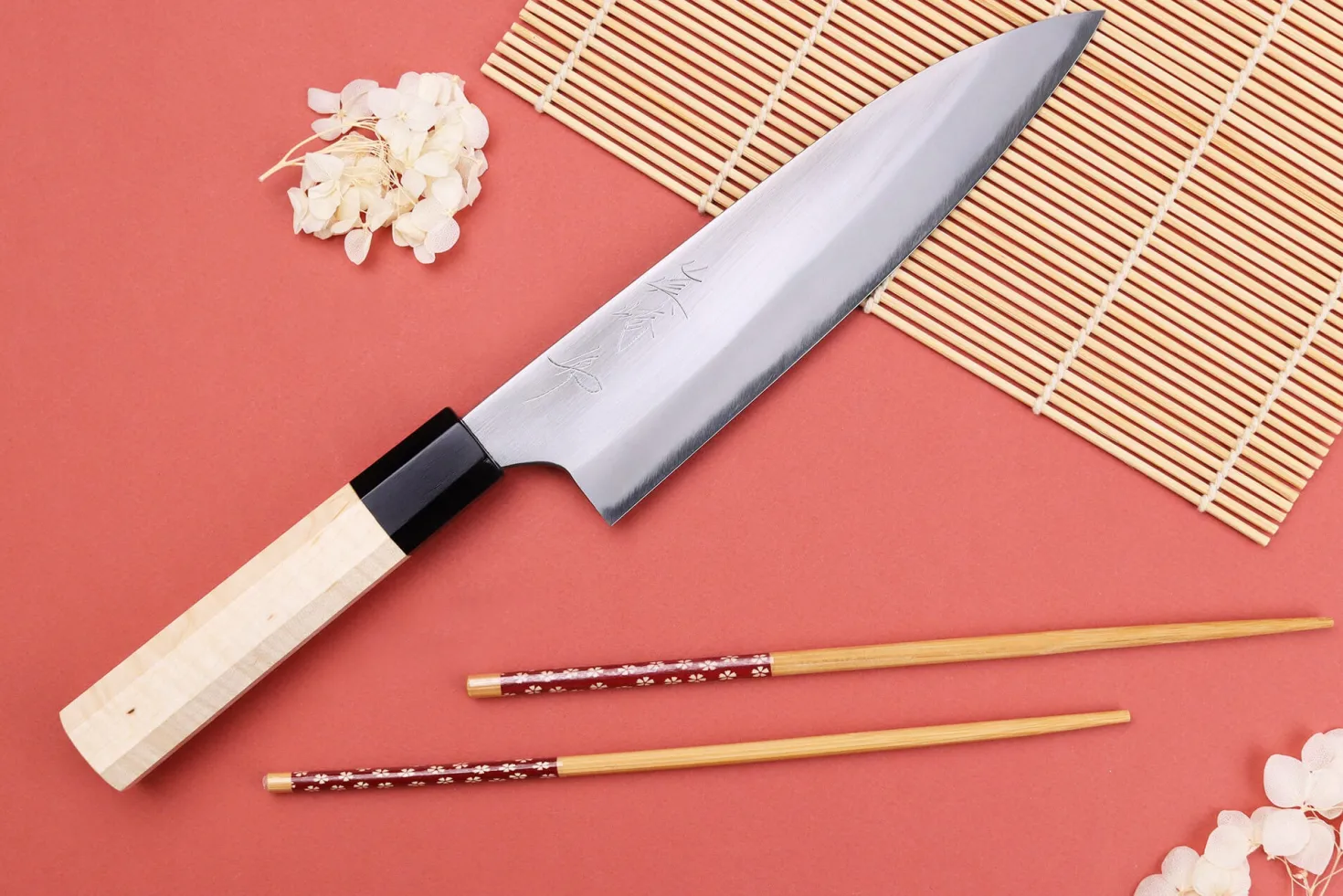 Couteau de chef 18cm japonais artisanal Naoki Mazaki WS2 poli