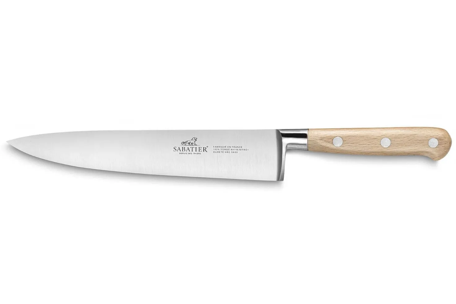 Couteau de chef forgé Sabatier Brocéliande 20cm manche en hêtre