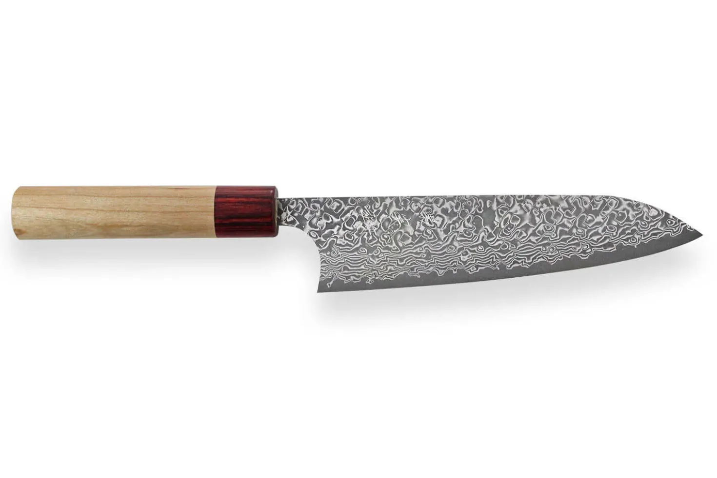 Couteau de chef japonais artisanal Yoshimi Kato 18cm VG10 Nickel Damascus cerisier