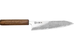 Couteau de chef japonais artisanal Wusaki Unagi AUS10 damas 18cm manche chêne