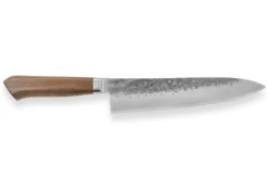 Couteau de chef japonais artisanal Wusaki Nogami BS2 21cm manche en noyer