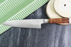 Couteau de chef japonais artisanal forgé Takeshi Saji R2 Tsuchime 21cm