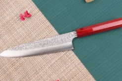 Couteau de chef japonais artisanal Kei Kobayashi SG2 Damas Heptagone 21cm