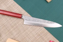 Couteau de chef japonais artisanal Kei Kobayashi SG2 Damas Heptagone 21cm