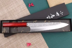 Couteau de chef japonais artisanal Kei Kobayashi SG2 Damas Heptagone 21cm