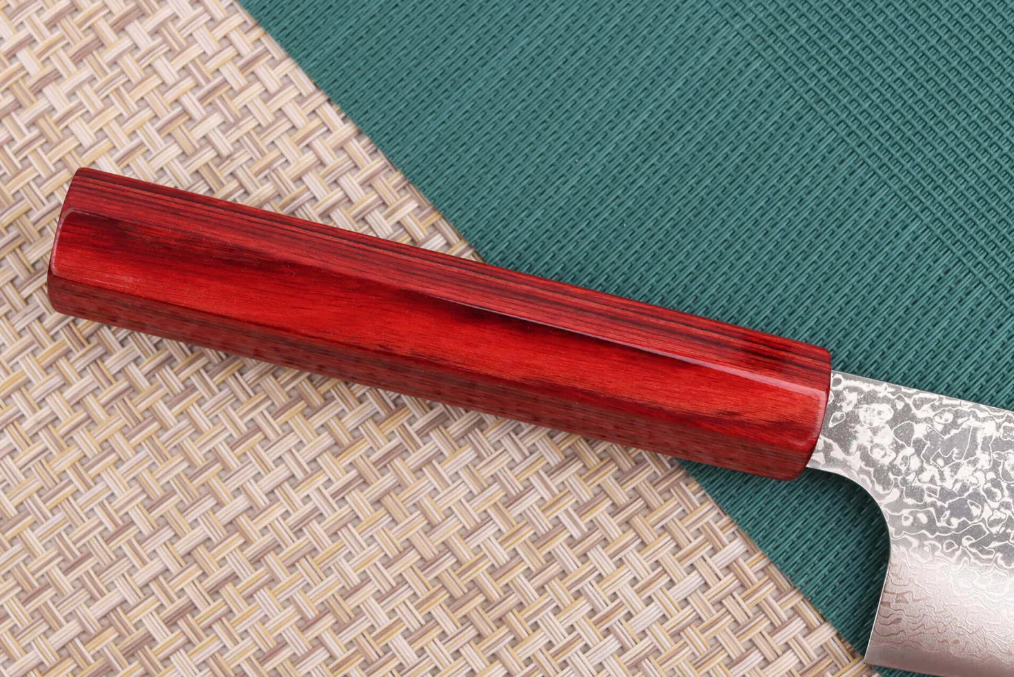 Couteau de chef japonais artisanal Kei Kobayashi SG2 Damas Heptagone 21cm