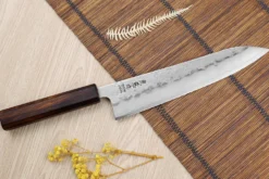 Couteau de chef japonais artisanal Wusaki Yoshi G3 chêne 21,5cm