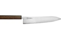 Couteau de chef japonais artisanal Wusaki Unagi AUS10 damas 24cm manche chêne