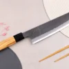 Couteau de chef kiritsuke 24cm japonais artisanal Hinoura Mutsumi Ajikataya Black Nashiji