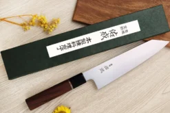 Couteau de chef kiritsuke 21cm japonais artisanal Sukenari SG2 San Maï manche en bois de rose